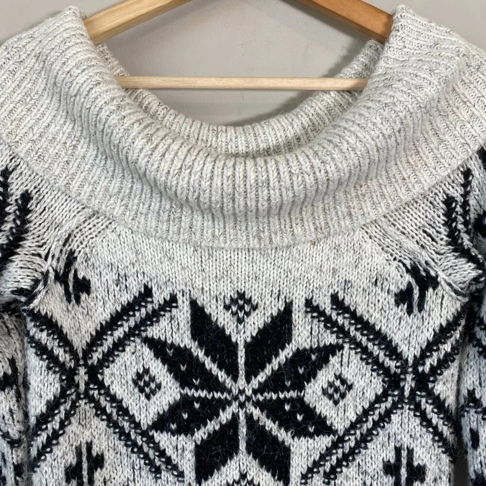 Abercrombie & Fitch Cowl Neck Fair Isle Knit Sweater Dress Womens Small Gray Y2K - Picture 6 of 13